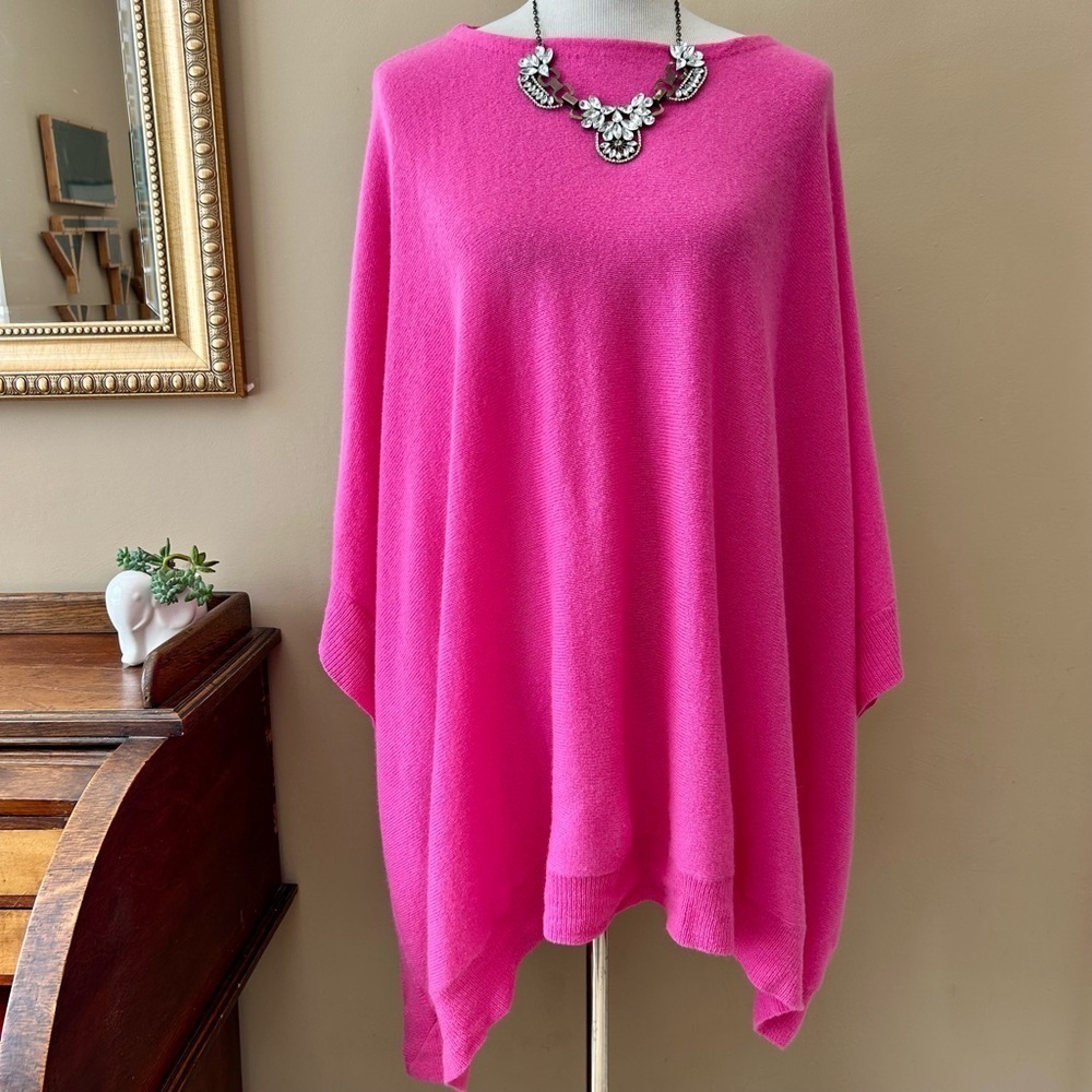 Ralph Lauren Pink Cashmere Poncho Cape Sweater Italian Yarn Size M / L